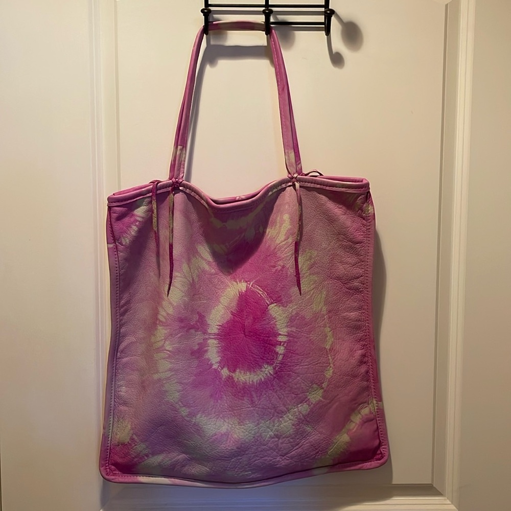 TOTeM Salvaged Pink Tie Dye Leather Tote